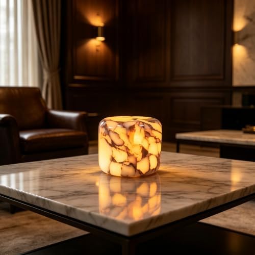 Natural Marble Lamp Cordless Touch Control Night Light Rechargeable Small Marble Table Lamp, Dimming Warm Glow Portable Marble Touch Lamp for Bedroom, Living Room, Decor Gift (Purple)