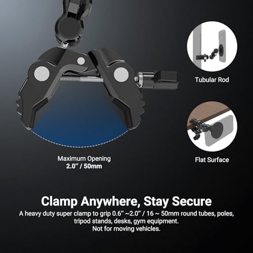 NEEWER Magnetic Mobile Phone Holder with Super Clamp, Adjustable Metal Holder with 1/4 Inch Screw and Ball Heads, Magic Arm Compatible with MagSafe iPhone for Pole, Tripod, Microphone Stand, Table