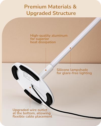 EDISHINE LED Table Lamp, Minimalist Desk Lamps for Home Office, White
