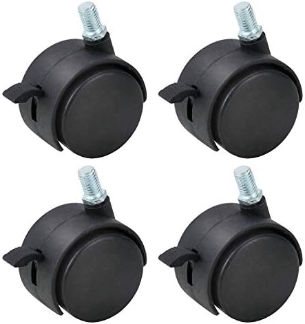 HOWDIA 2 Inch M8×1.25 Threaded Stem Nylon Swivel Caster Wheels with Brake – Floor-Protecting Light-Duty Replacement for Carts, Office Chairs & Furniture, Not Fit for 5/16-18(50 KG Total, 4-Pack)