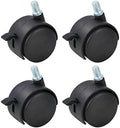 HOWDIA 2 Inch M8×1.25 Threaded Stem Nylon Swivel Caster Wheels with Brake – Floor-Protecting Light-Duty Replacement for Carts, Office Chairs & Furniture, Not Fit for 5/16-18(50 KG Total, 4-Pack)