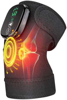 Cordless Electric Heated Knee Massager, 3-in-1 Heated Knee Massager with Heat for Knee Elbow Shoulder Wrap with 3 Vibration & Heating Modes