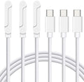 USB C to USB C Charger Cable 3Pack 5FT, 240W 2-in-1 Nylon Braided USB C Charger Cable with Built-in Phone Stand, Fast Charging Cord 90° Right Angle Compatible with iPhone iPad Samsung Galaxy, White