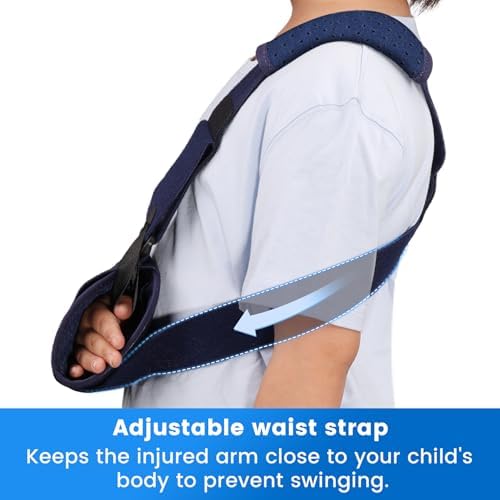 Velpeau Pediatric Arm Sling Shoulder Immobilizer for Kids, Blue Right XS