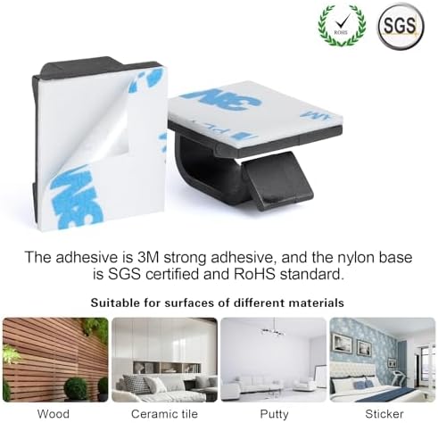 XHF 60PCS 5/8” Black Adhesive Cable Wire Wall Light Clips, Cord Holder