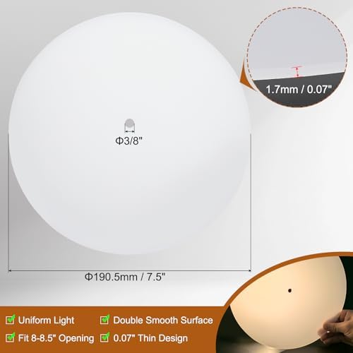 PATIKIL Lampshade Diffuser, 7.5" Diameter with 3/8" Center Hole Round Diffuser 1.7mm Thick for Drum Lampshades Pendants Light Fits 8-8.5" Openings, Translucent White