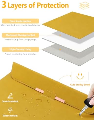 HYZUO 13.3-14 Inch Laptop Case Sleeve with Stand for MacBook,Olive Yellow