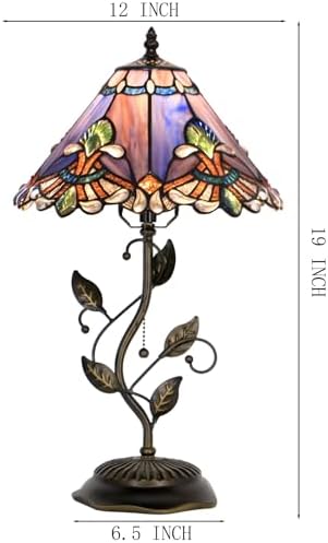 Tiffany Table Lamp Stained Glass Bedside Reading Light W12H19 inch