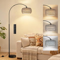 Ambimall Boho Arc Floor Lamp, Color Temp and Brightness Adjustable, Grey