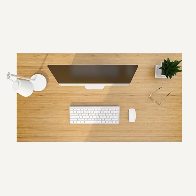 FLEXISPOT EN1 Bamboo Standing Desk, 60 x 30 Inches Whole-Piece Electric Adjustable Height Desk for Home Office (White Frame + Bamboo Top, 2 Packages)