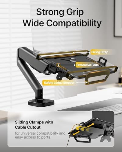 monTEK 2-in-1 Laptop & Monitor Desk Mount, Fits 12–18"Laptops & 32" Screens