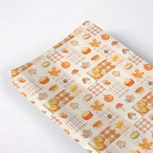 Autumn Pumpkin Leaves Mushroom Checkered Patchwork Pattern Baby Changing Pad Cover, Unisex Fall Winter Holiday Nursery Diaper Changing Table Pad Mat Sheet for Boys Girls-16x32
