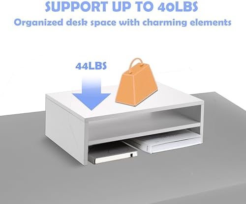 White Monitor Stand Riser For Desk Organizer Desktop Printer/ Laptop Storage Shelf