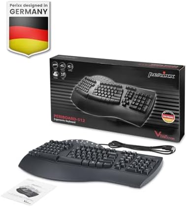Perixx PERIBOARD-512 Wired Ergonomic Split Keyboard Bundle with Wired Ergonomic Vertical Mouse