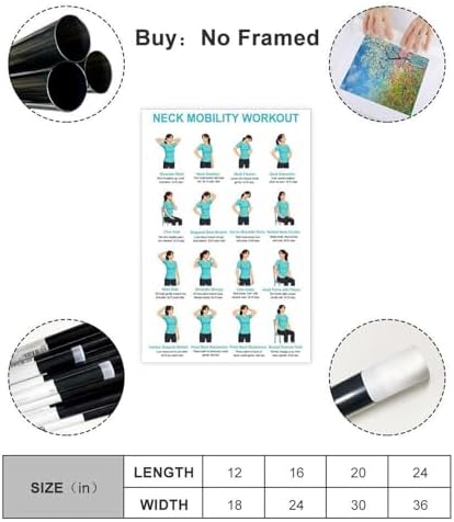 Neck And Shoulder Stretch Chart for Seniors Desk Workers Gentle Seated And Standing Neck Exercises Daily Home Stretch Canvas Poster Bedroom Decor Room Decor Unframe 24x36inch