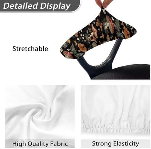Mushroom Printed Office Chair Arm Covers, 2 Pack Chair Arm Rest Covers Stretchy Washable Comfort Office Chair Armrest Slipcovers for Rotating Chairs