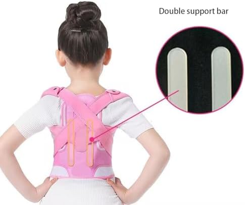 Posture Correctors For Kids, Boys Girls Teens Children Back Straightener Lumbar Support Belt Back Brace Scoliosis Correction Belt For Neck Spinal Shoulders(Pink,Large)