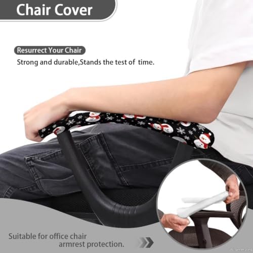 2 Pcs Office Chair Armrest Covers, Snowman Snowflake Print Removable Stretchable Office Chair Arm Covers, Soft Comfort Office Chair Arm Rest Covers, Christmas Home Decorations