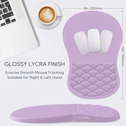 Ergonomic Mouse Pad Wrist Support with Memory Foam&Non-Slip Pu Base Cushion Massage Bump,Computer Mouse Pad for Carpal Tunnel Pain Relief,Gaming Mouse Pad for Desk, Home, Office,Purple