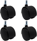 Plastic Caster Wheels 2 Inch, M8 Threaded Swivel Casters Set of 4, Black Nylon Replacement Casters Wheels for Furniture Table Cabinet Office Chair