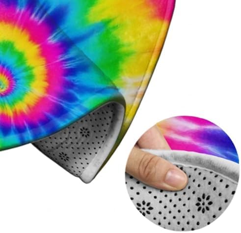 Fashion Round Area Rug Large Non Slip Carpet Unisex Home Decor Mat Red Blue Yellow Spiral Tie Dye Rainbow