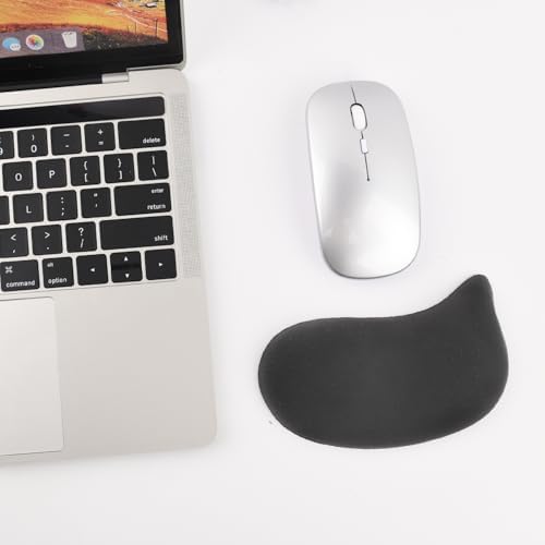 Ergonomic Mouse Wrist Rest Pad, Small Gel Mouse Keyboard Support Cushion Non-Slip Base, for Easy Typing and Wrist Pain Relief Office Computer, Laptop, PC Gaming (Black)