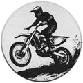 Soft Round Yoga Carpet, Office Chair Decor Round Mat for Carpet and Hardwood Floors Motocross Racer Extreme Sports Printed Dirt Bike