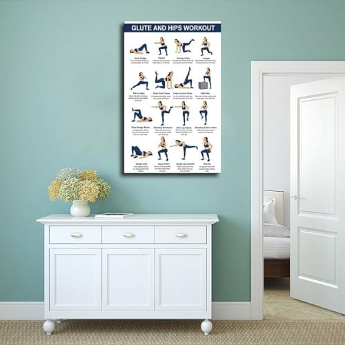 Glute And Hips Workout for Women Lower Body Exercise Chart Leg And Glute Home Gym Fitness Canvas Poster Bedroom Decor Room Decor Frame 12x18inch