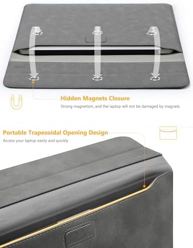 HYZUO 13 Inch Laptop Case Sleeve with Stand for MacBook Air, Dark Gray