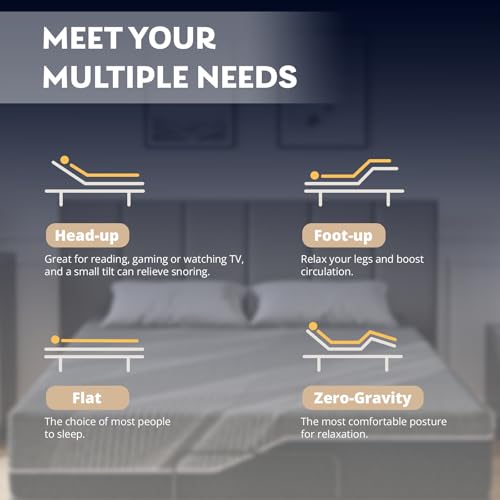 Split King Adjustable Bed Frame + 14 Inch Gel Memory Foam Mattress