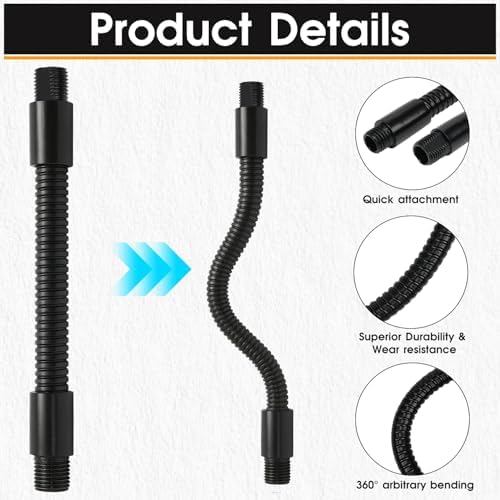 2PCS 3.9" Gooseneck Tubing Flexible 5/16"×25/64" Male thread Alloy Steel Metal Arm Universal Bendable Extension Hose for DIY Lamps Microphone Stands Inspection Cameras