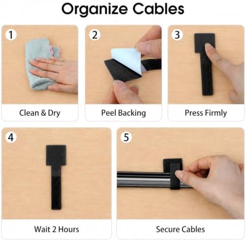 100 Pcs Cable Management Under Desk, Cable Ties, Cord Organizer Straps