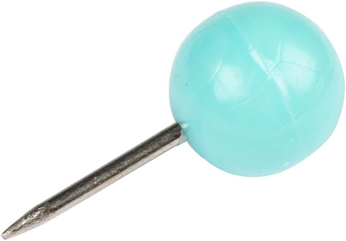 JAM PAPER Colorful Push Pins - Round Head Map Thumb Tacks - Teal Pushpins - 100/Pack