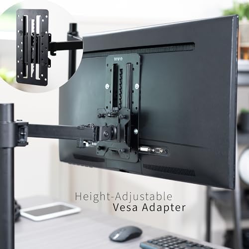 VIVO Height Adjustable VESA Adapter Stand for Individual Monitors up to 27 Inches Black