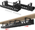 2 in 1 Cable Management Under Desk Black, Adjustable Length(15.7”-31.4”) Extendable Large Cable Management Tray, Cord Hider for Wire Organizer, Cord Organizer for Office, Home