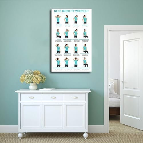 Neck And Shoulder Stretch Chart for Seniors Desk Workers Gentle Seated And Standing Neck Exercises Daily Home Stretch Canvas Poster Bedroom Decor Room Decor Unframe 24x36inch