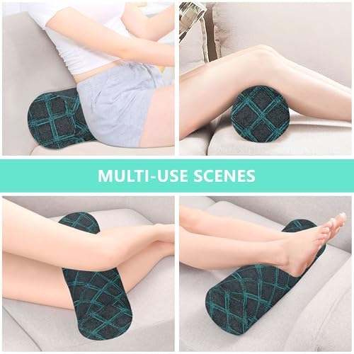 Bolster Pillow for Legs Massage Table Neck Roll Pillow Form Kids Round Pillow Roller Pillow for Back Lumbar Roll Support Pillow Argyle Plaid Darkturquoise