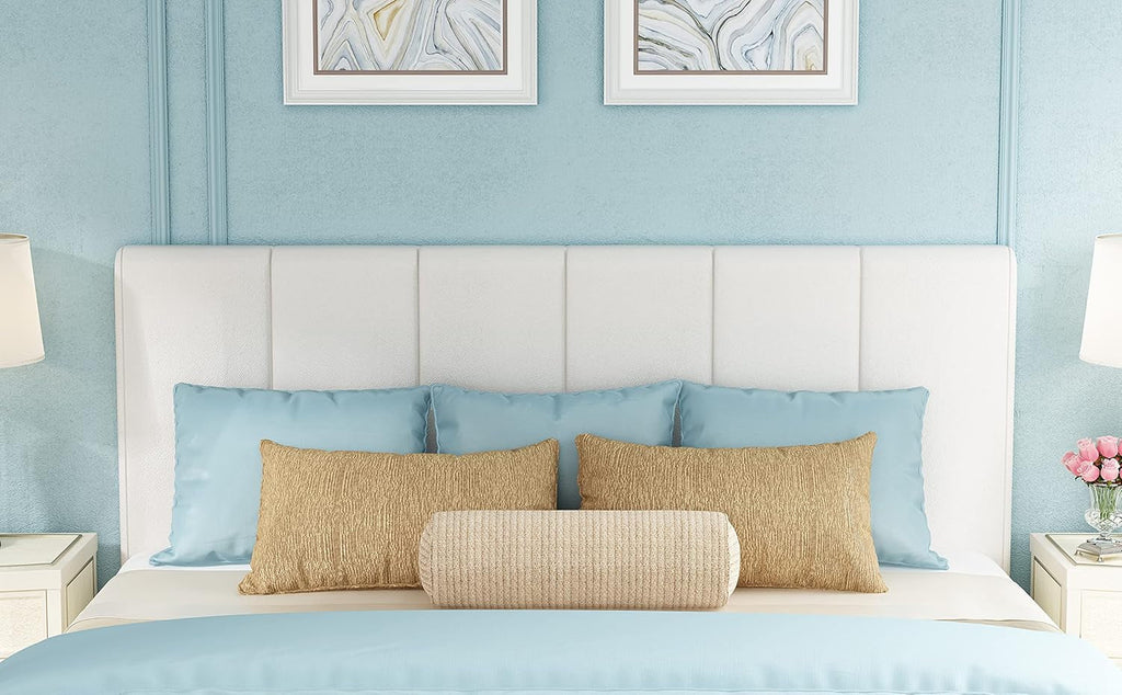 White Headboard King Size Upholstered Faux Leather Headboards King Bed Headboard Adjustable Height Head Board Panels