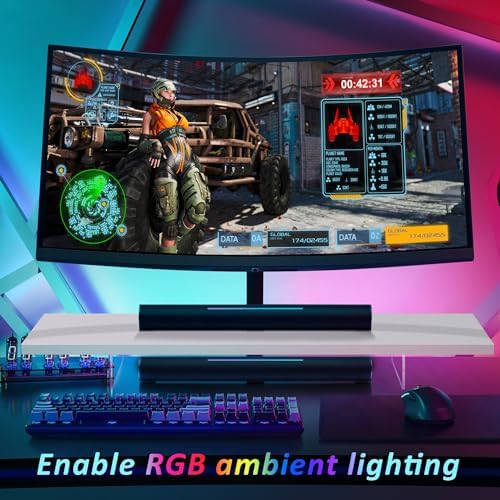 Monitor Stand Riser,Wood & Acrylic Computer Monitor Stand with LED Light,Desk Accessories Desktop Organizer Stand for Computer,Laptop,Printer,PC & TV Screen Riser
