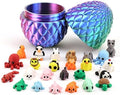 3D Printed Prefilled Dragon Egg Gift Set with 3D Printed Animals, Articulated Fidget Toys for Desk Display, Surprise Goodie Bag Stuffers for Boys and Girls, Easter Basket Stuffers