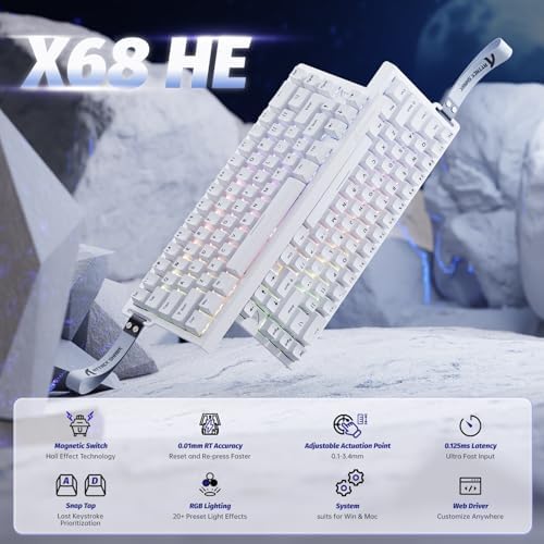 ATTACK SHARK X68 HE RT Mechanical Gaming Keyboard 60% Wired TKL-White