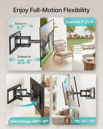 Full Motion TV Wall Mount for 37-90 Inch TVs up to 176lbs