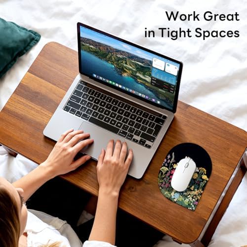 Contoured Oval Mouse Pad 6x8in Non-Slip for Laptop,Wildflowers