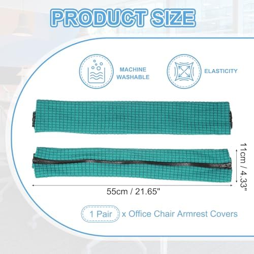 PATIKIL 22x4.3 in Office Chair Armrest Covers, 1 Pair Office Chair Arm Covers Long Computer Chairs Arm Rest Cover with Zipper Removable Rest Slipcover Hand Rest Protector, Forest Green