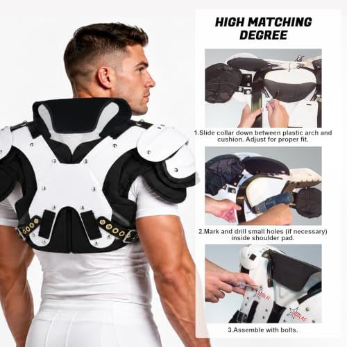 Football Butterfly Restrictor＆Cowboy Collar,Neck Collar Attaches to Shoulder Pads,Durable Player Safety Protective Gear for Youth & Adult Football Games