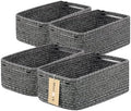 MiniArk Small Storage Baskets for Organizing | Closet Organizer Bins | Shelf Toy Basket | Woven Rope Baskets | Cube Decorative Box | Shallow Basket | 13x8.5x5.1” | 4 Packs Dark Gray