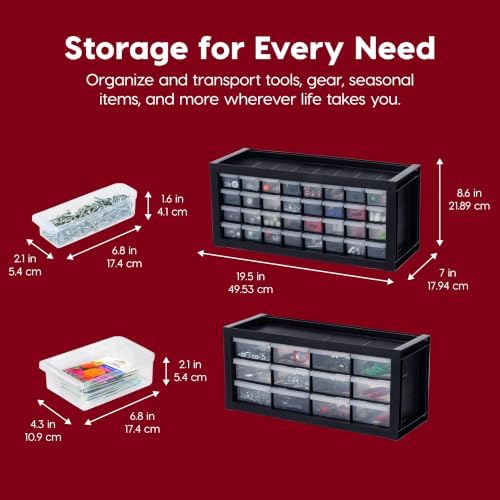 IRIS USA 12-Drawer Desk Storage Organizer, Charms, Water Packets, Black