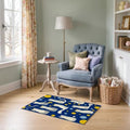2'x3' Blue Yellow Cat Symphony with Golden Ultra-Soft Accent Mat