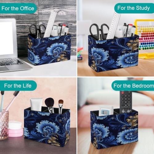 Rectangle Classic Blue Pen Holder for Home Office Studio