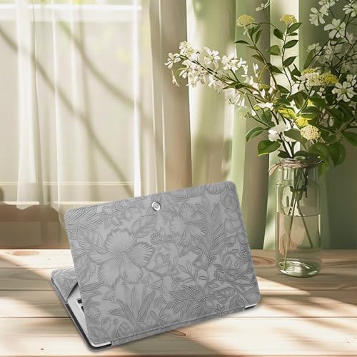 MOSISO PU Leather Sleeve Case, Embossed Hibiscus Portfolio Protective Stand Cover